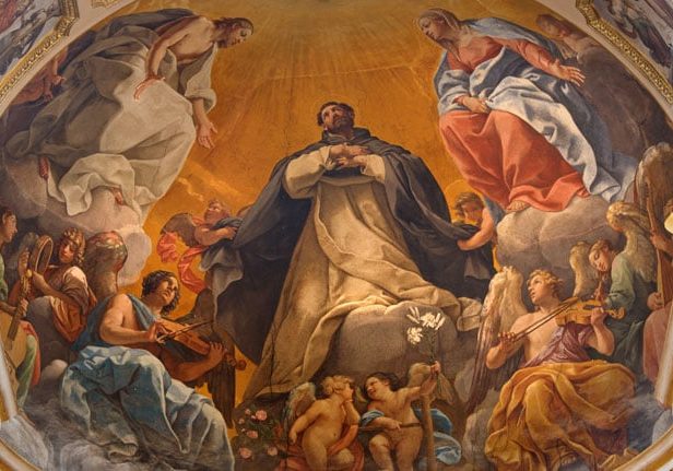 The Glory of St Dominic. Guido Reni. 1613 A.D. Fresco at San Domenico, in  Bologna, Italy